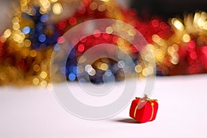 Christmas present and tinsel