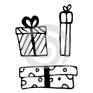 Christmas presents, gifting boxes and present holidays gifts. Birthday gifts