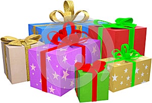 Christmas Presents, Gifts, Packages, Isolated