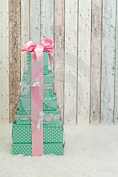 Christmas presents in pastel colors