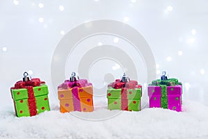 Christmas presents in snow