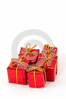 Christmas presents on white background