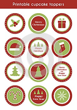 Christmas printable cupcake toppers photo