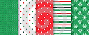 Christmas prints. Seamless patterns. Geometric wrapping paper. Vector illustration