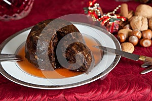 Christmas pudding with brandy