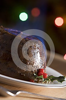 Christmas Pudding with a Brandy Flamb