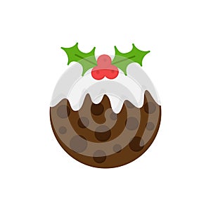 Christmas pudding round vector icon illustration