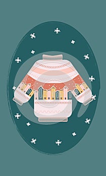 Christmas pullover card house wishes