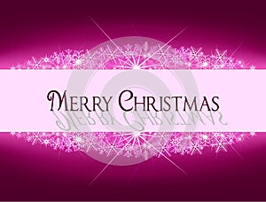 Christmas purple pink banner with snowflakes and text