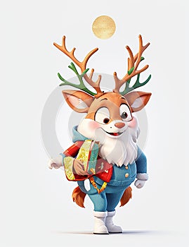 Christmas realistic highly details clean Decorated Christmas Santa man with Deer