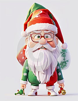 Christmas realistic highly details clean Decorated Christmas Santa man with glass