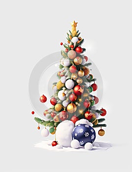 Christmas realistic highly details clean Decorated Christmas Tree