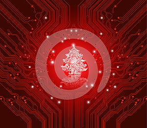 Christmas red background - creative technology
