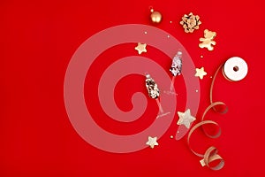 Christmas red background details decorations, place text
