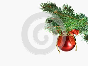 Christmas red ball and green tree