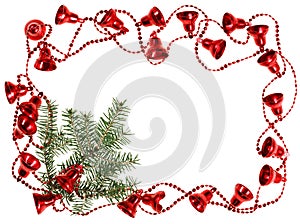 Christmas red bell garland frame with fir