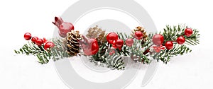 Christmas Red Berry Branch Decoration, Holiday Xmas Berries