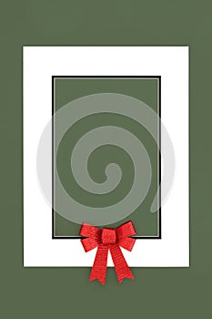 Christmas Red Bow Background Frame on Green