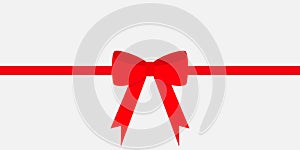 Christmas red bow icon. Big ribbon line. Satin ribbons. Decoration element for giftbox present. Greeting card template. New Year,