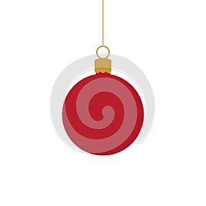 Christmas red and gold ball ornament vector