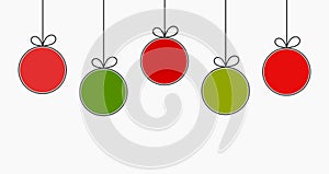 Christmas red and green baubles hanging ornaments