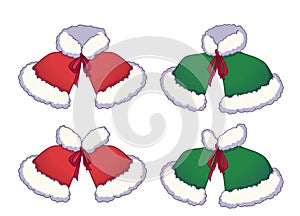 Christmas red and green capes. Santa Claus costume