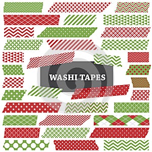 Christmas Red and Green Washi Tape Strips Clip Art