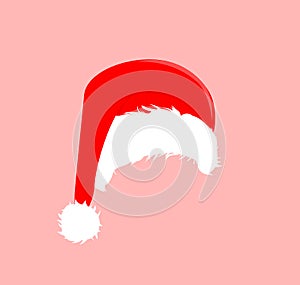 Christmas red hats icon. Santa Claus costume vector illustration. New Year photography portreit element.