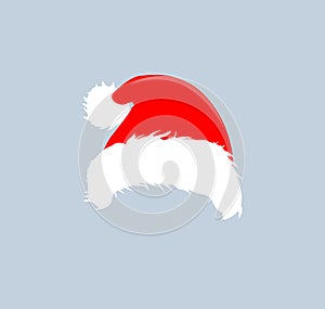 Christmas red hats icon. Santa Claus costume vector illustration. New Year photography portreit element.