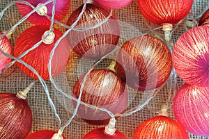 Christmas red lights background, festive garland
