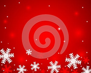 Christmas red shiny background with snowflakes and stars