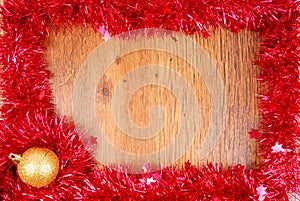 Christmas red tinsel frame border