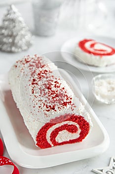 Christmas Red Velvet roll cake
