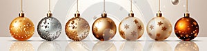 christmas red and white balls, golden balls. lights, christmas ornaments, balls, christmas ornaments, white background