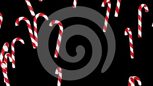 Christmas Red White Candy Canes Falling Transparent Background Loop 4K