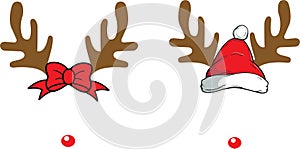 Christmas reindeer antlers, merry christmas, santa, christmas holiday, vector illustration file