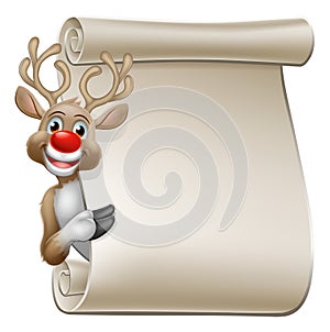 Christmas Reindeer Cartoon Character Scroll