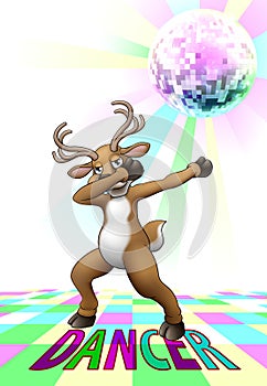 Christmas Reindeer Cartoon Dabbing Disco Dance