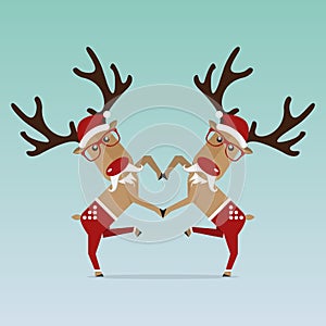 Christmas Reindeer in flat design for Christmas or New Year holiday decoration. Cartoon character. Vector.