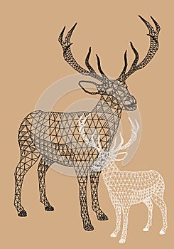 Christmas reindeer with geometric pattern, vector