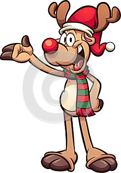 Happy Christmas reindeer with scarf and hat.