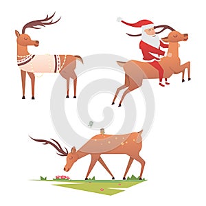 Christmas reindeer holiday mammal deer xmas celebration cute decoration winter art new year wildlife animal and santa