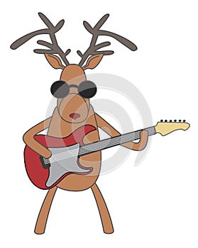 Christmas reindeer playing guitar