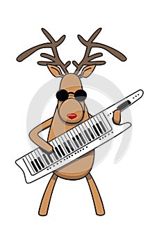 Christmas reindeer plays klavitare