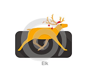Christmas reindeer running flat design vector illustration