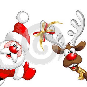 Christmas Reindeer and Santa Fun Cartoons