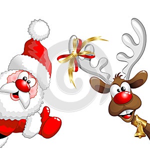 Christmas Reindeer and Santa Fun Cartoons photo