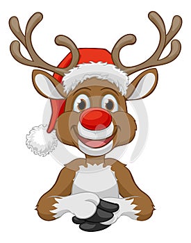 Christmas Reindeer in Santa Hat Cartoon