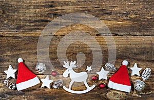 Christmas reindeer and santa hats decoration