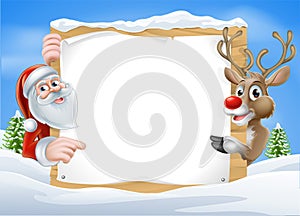 Christmas Reindeer and Santa Sign
